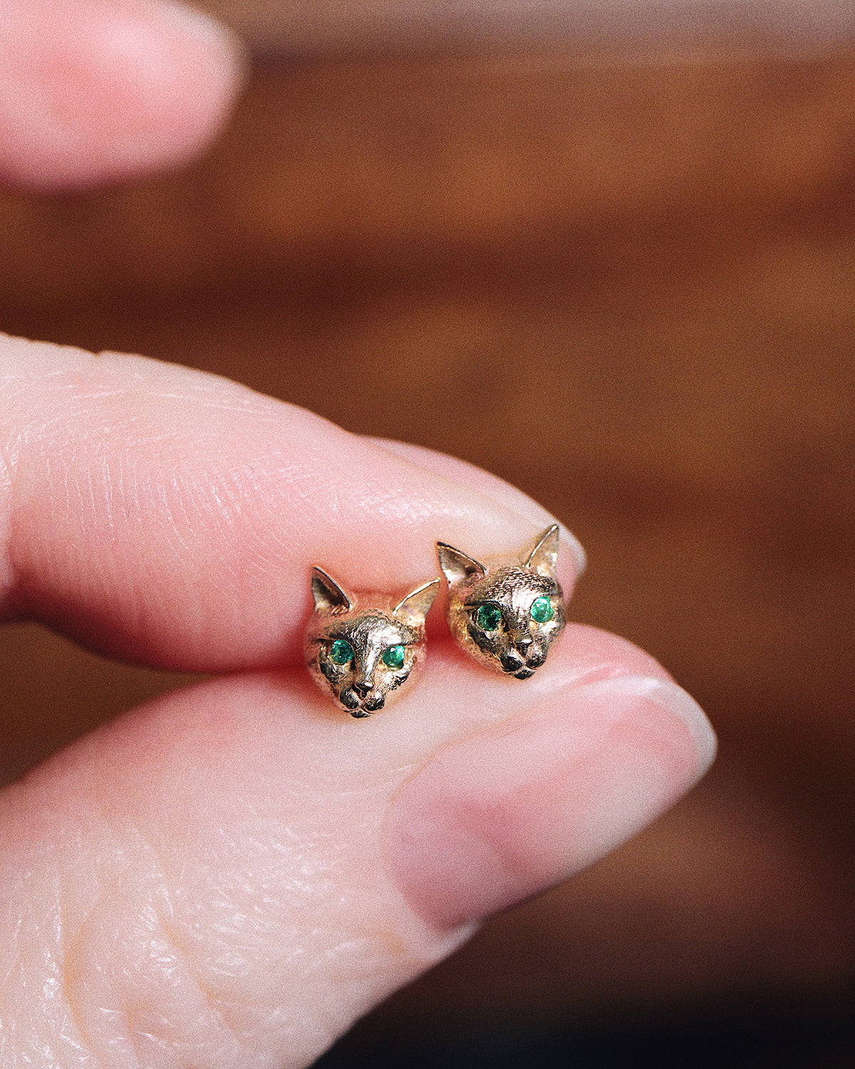 Tiniest Kitten Stud Earrings - Pair