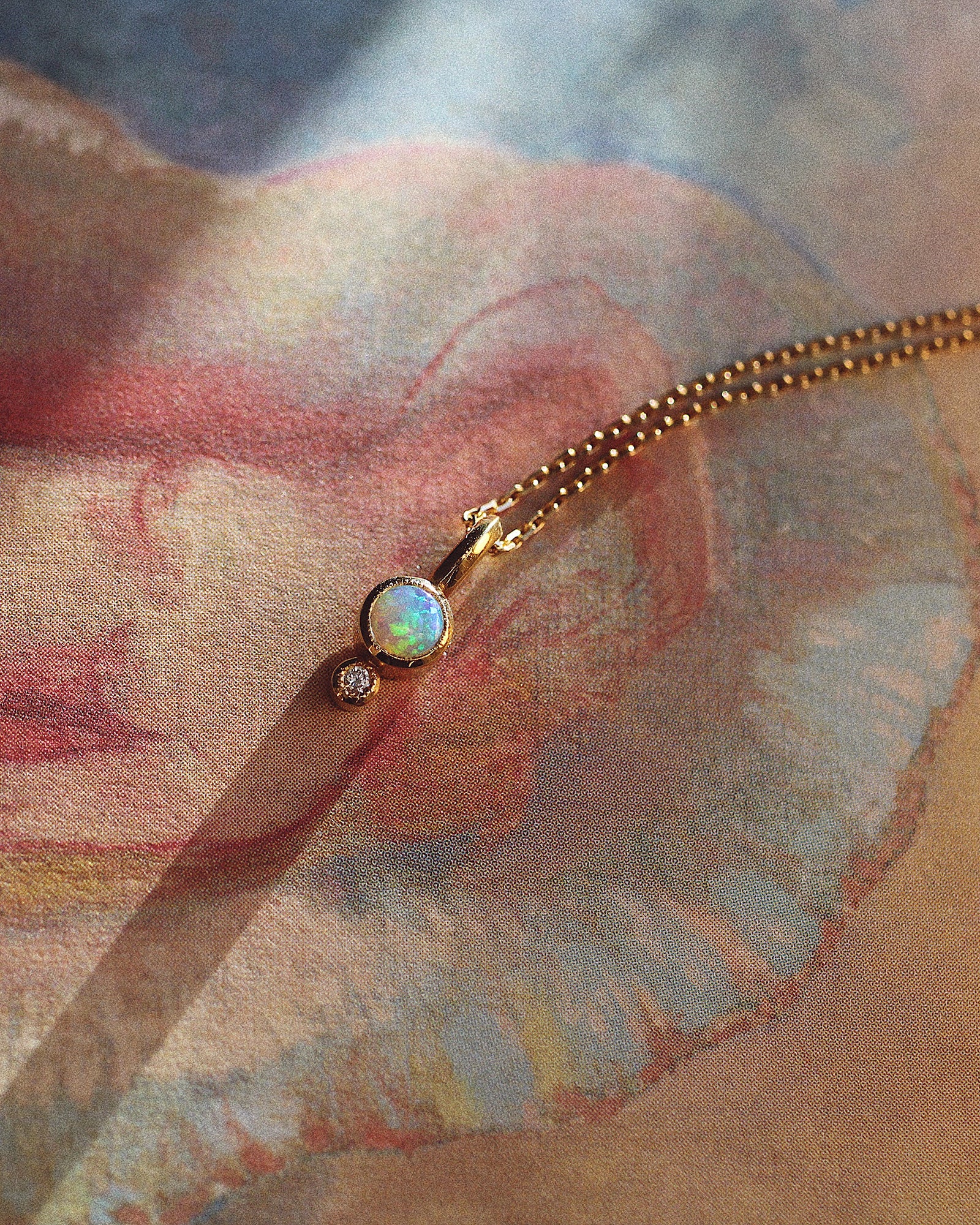 Duo Opal & Diamond Pendant