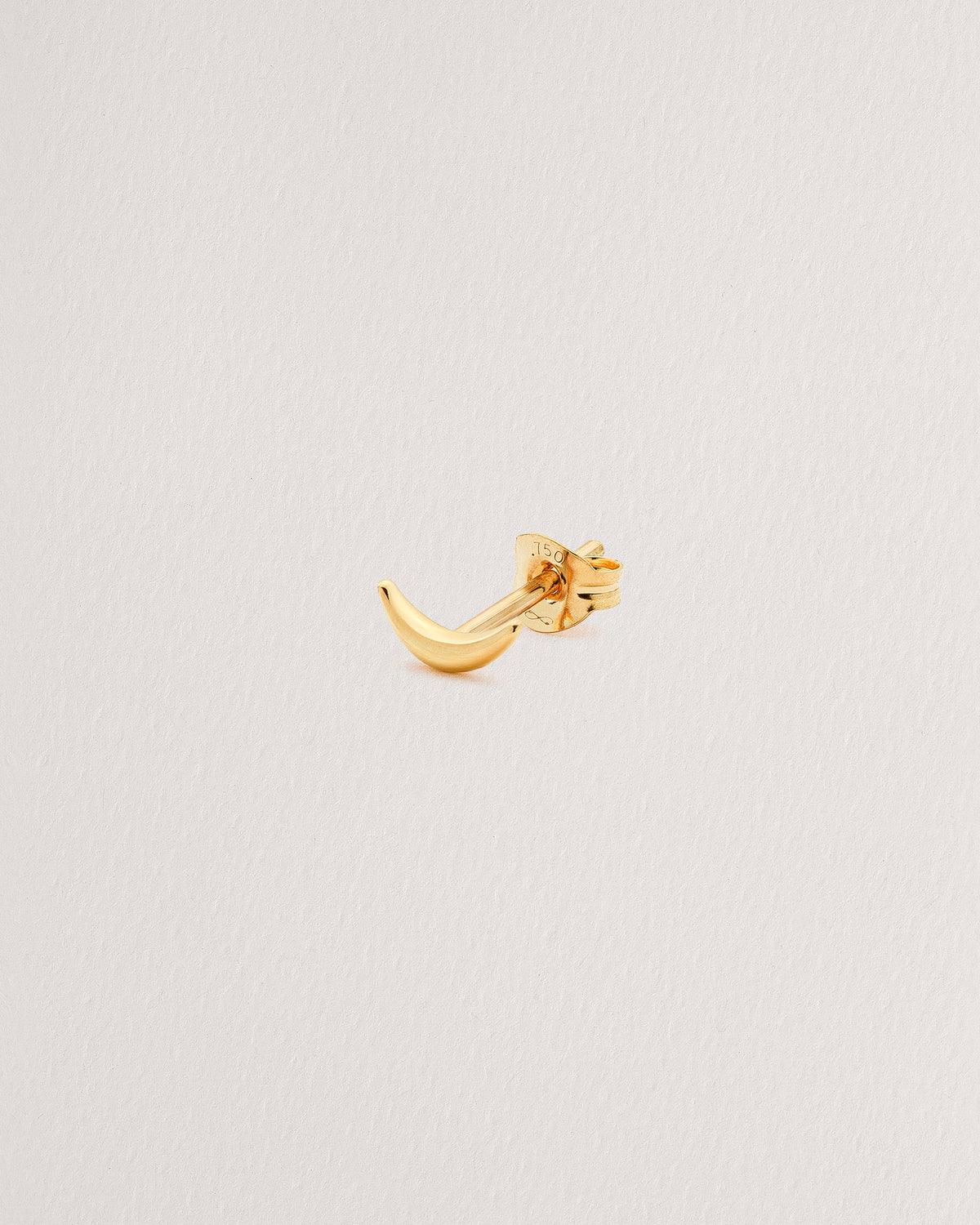 Rebecca Chaudhry 18ct Yellow Gold Tapered Crescent Moon Stud Earring Single E01-S Side