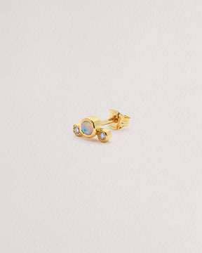 Rebecca Chaudhry 18ct Yellow Gold Opal and Diamond Trio Stud Earring Single E03-S Side