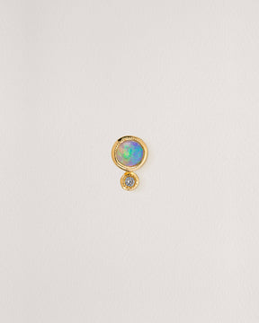 Rebecca Chaudhry 18ct Yellow Gold Opal and Diamond Duo Stud Earring Single E04-S Front