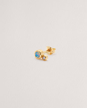 Rebecca Chaudhry 18ct Yellow Gold Opal and Diamond Duo Stud Earring Single E04-S Side