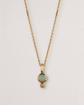 Rebecca Chaudhry 18ct Yellow Gold Opal and Diamond Duo Pendant N03 Front