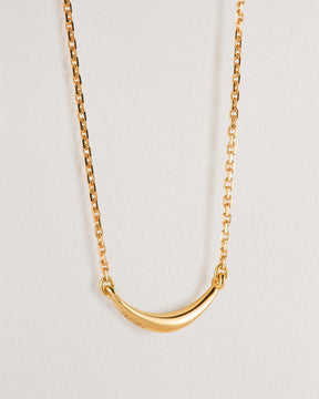 Rebecca Chaudhry 18ct Yellow Gold Tapered Crescent Moon Necklace N02 Side