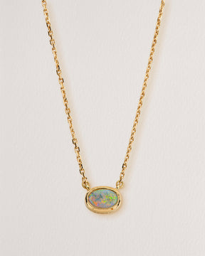 Rebecca Chaudhry 18ct Yellow Gold Milgrain Opal Necklace N01 Front