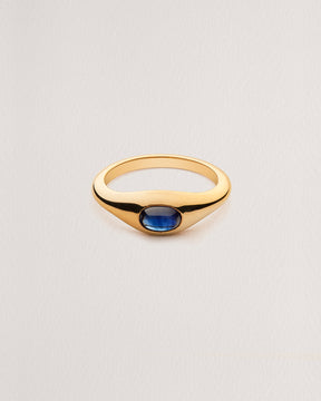 Rebecca Chaudhry 18ct Yellow Gold Oval Cabochon Sapphire Signet Ring R02 Front