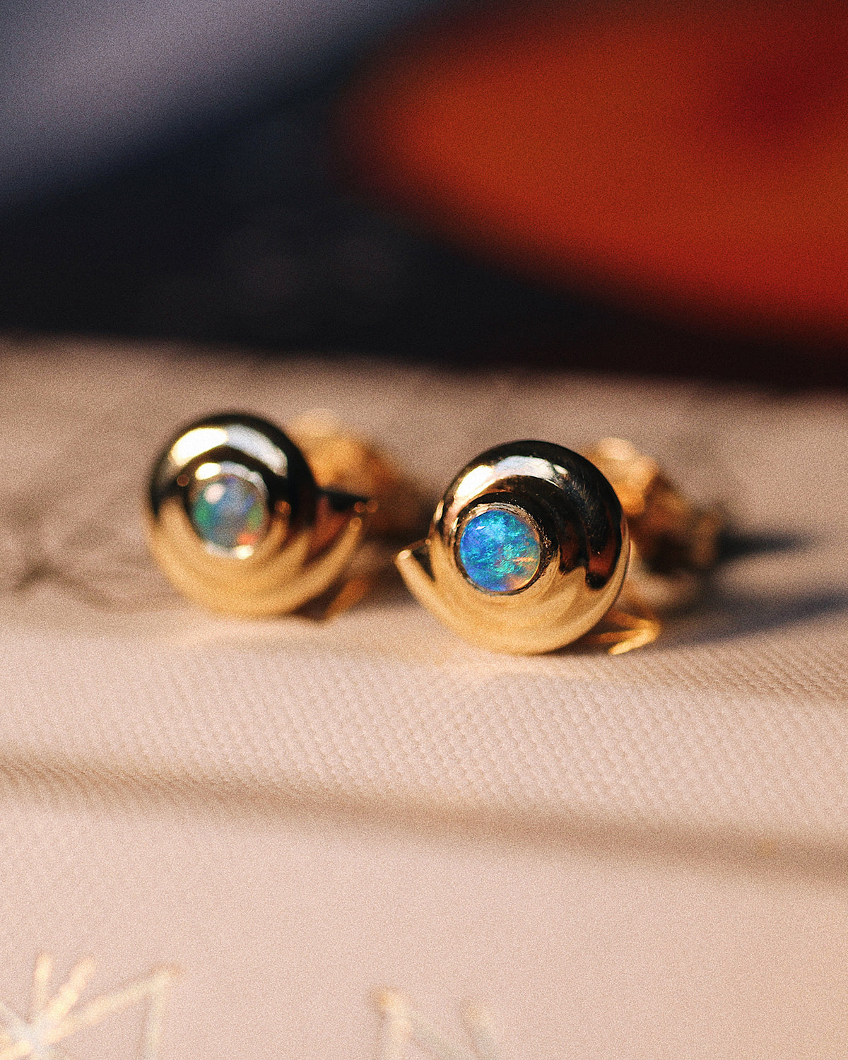 Opal Snail Shell Stud Earrings - Pair