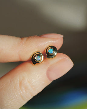 Opal Snail Shell Stud Earrings - Pair