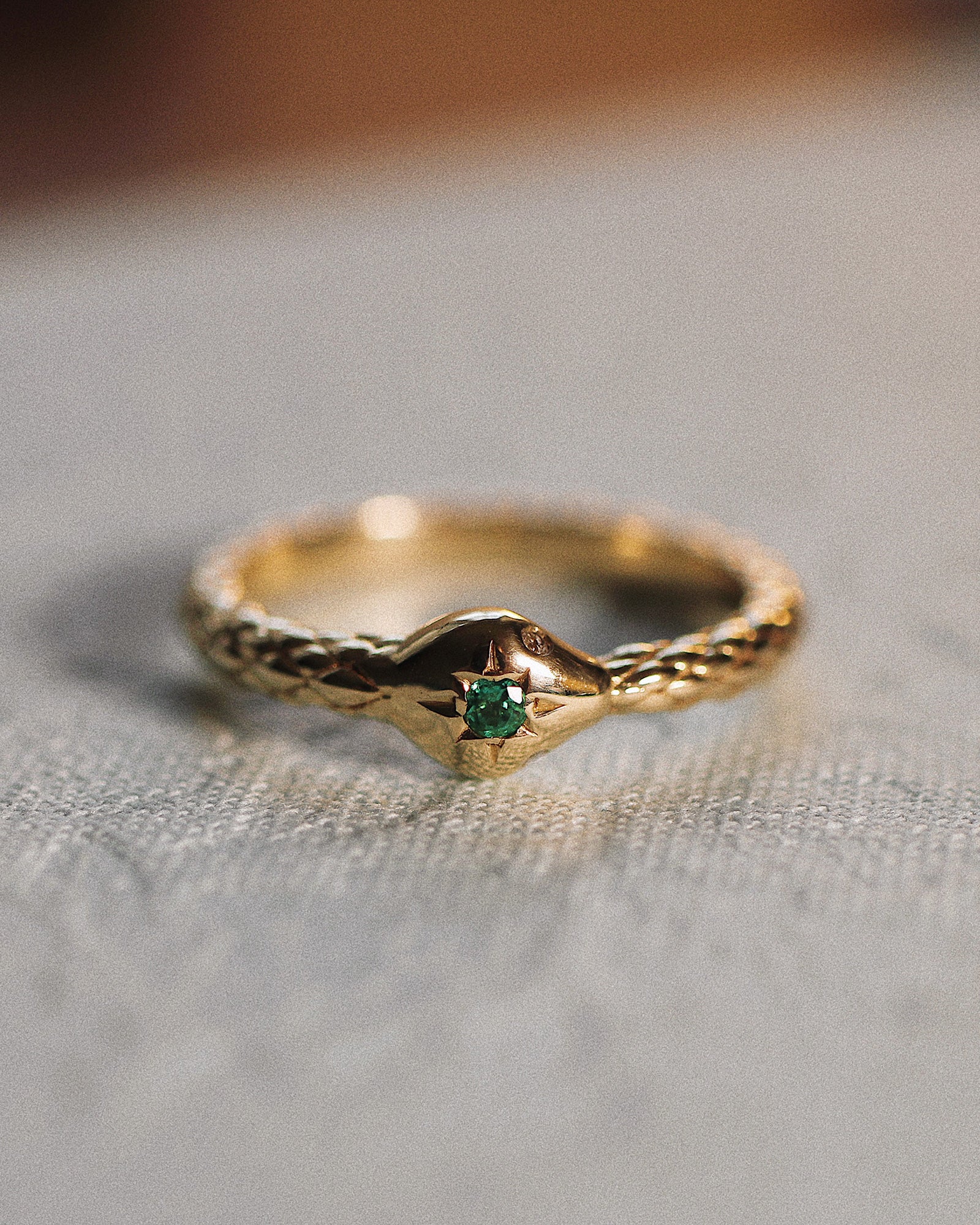 Emerald Ouroboros Snake Ring