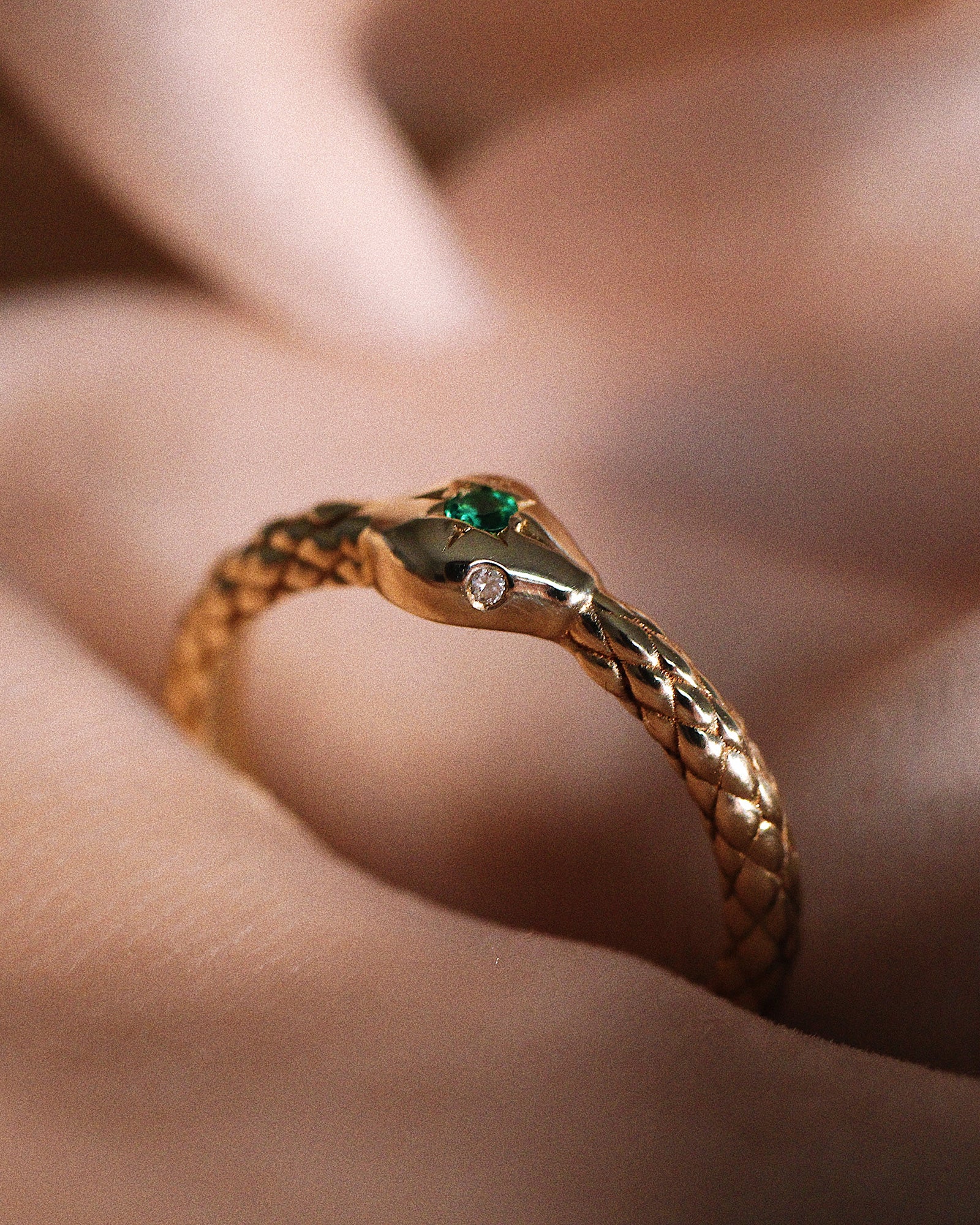 Emerald Ouroboros Snake Ring