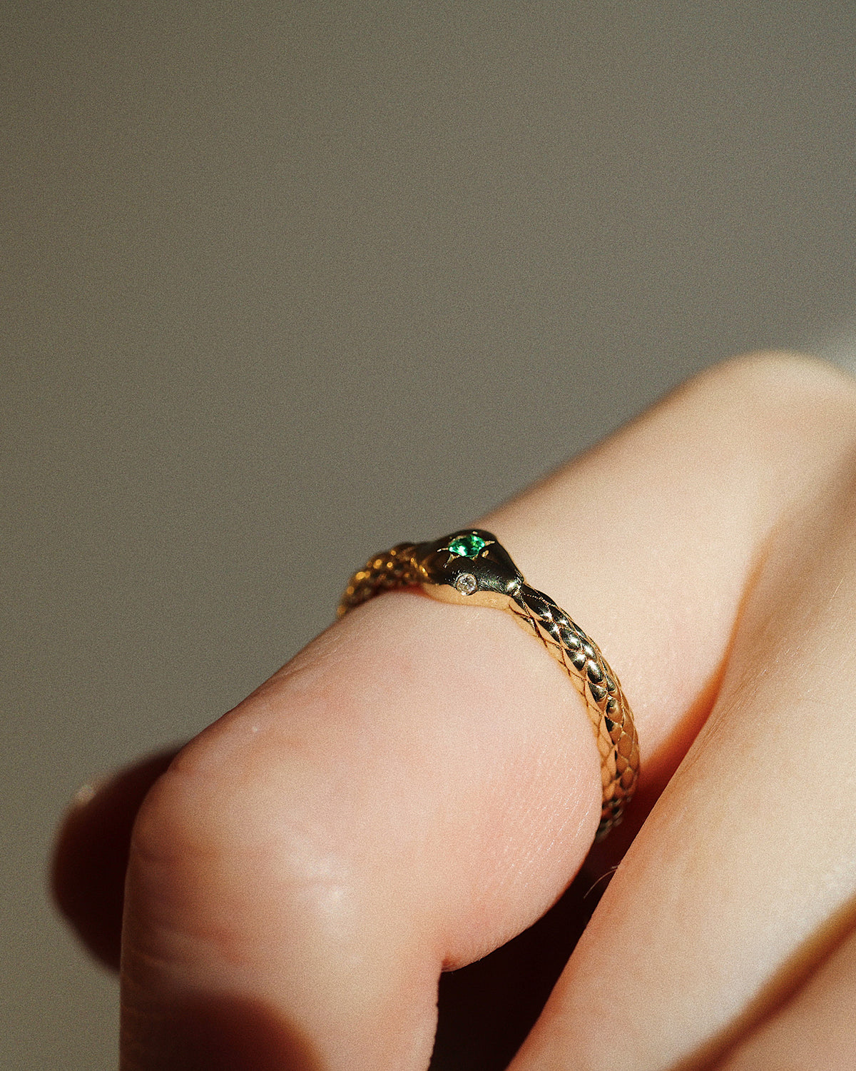 Emerald Ouroboros Snake Ring