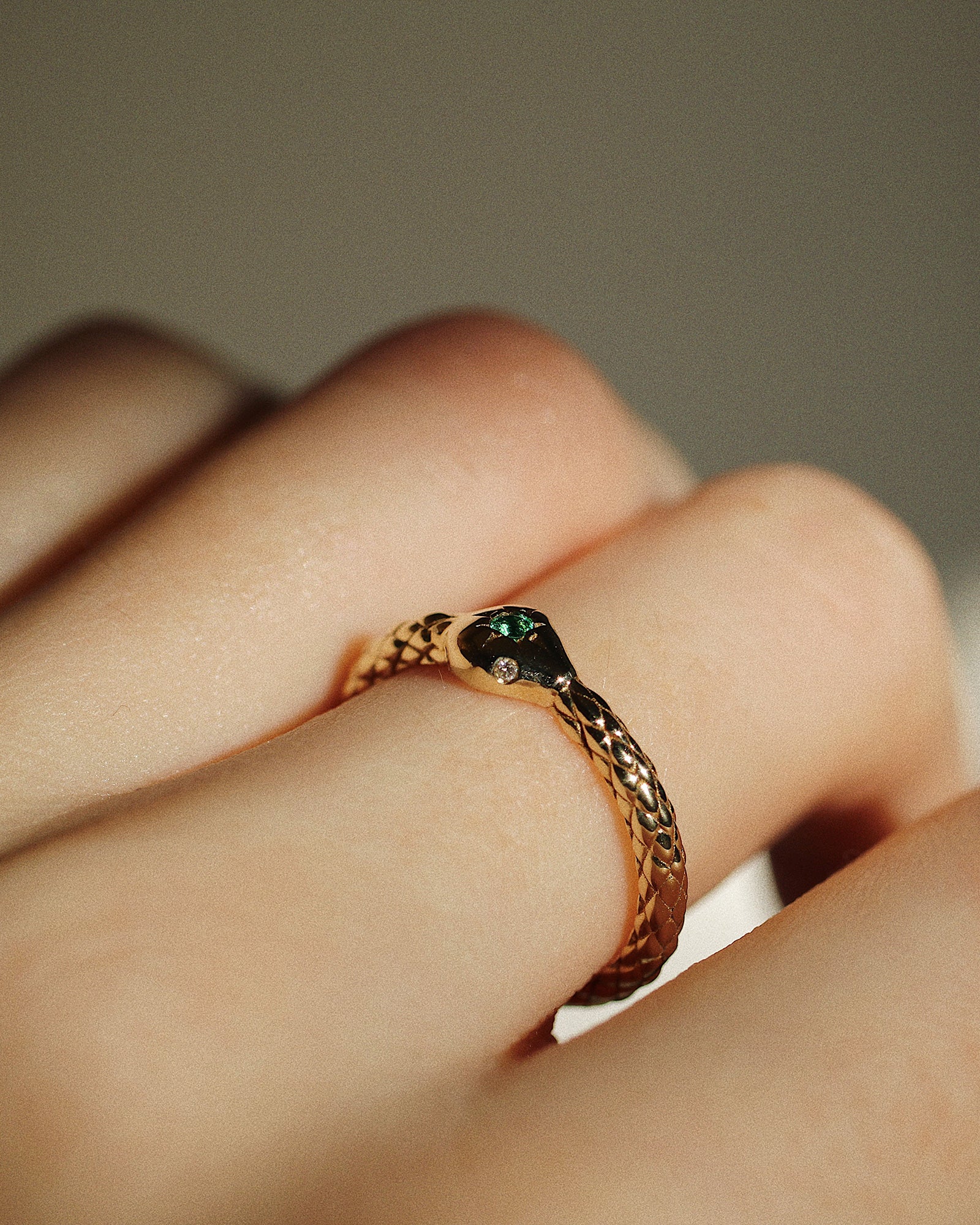 Emerald Ouroboros Snake Ring