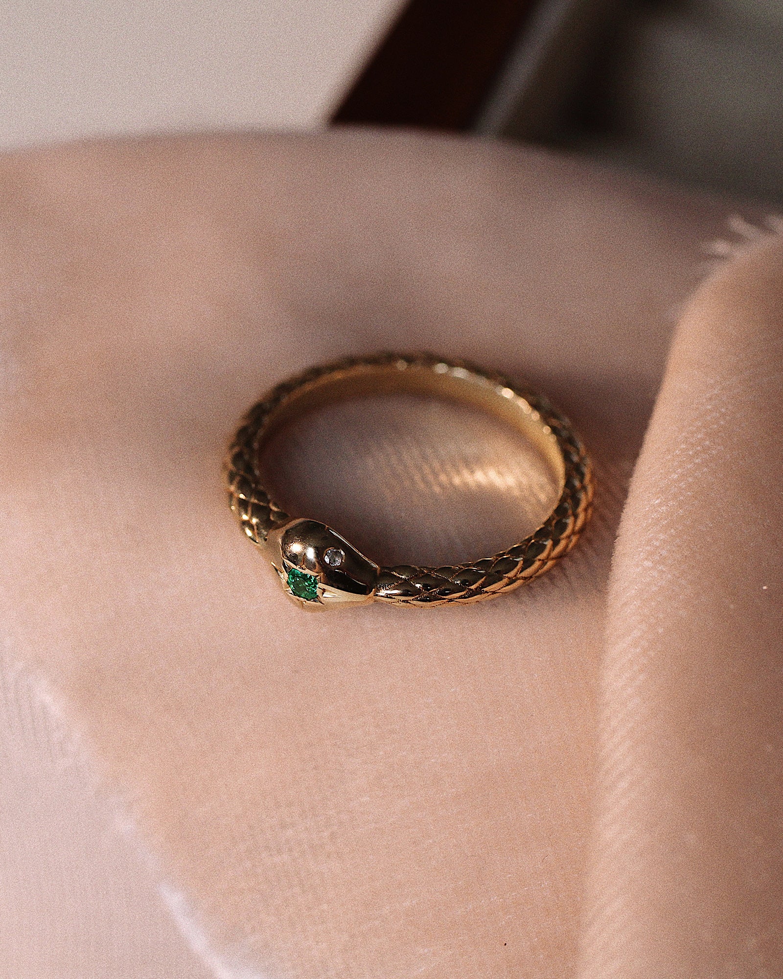 Emerald Ouroboros Snake Ring