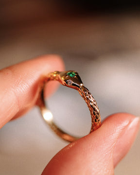 Emerald Ouroboros Snake Ring